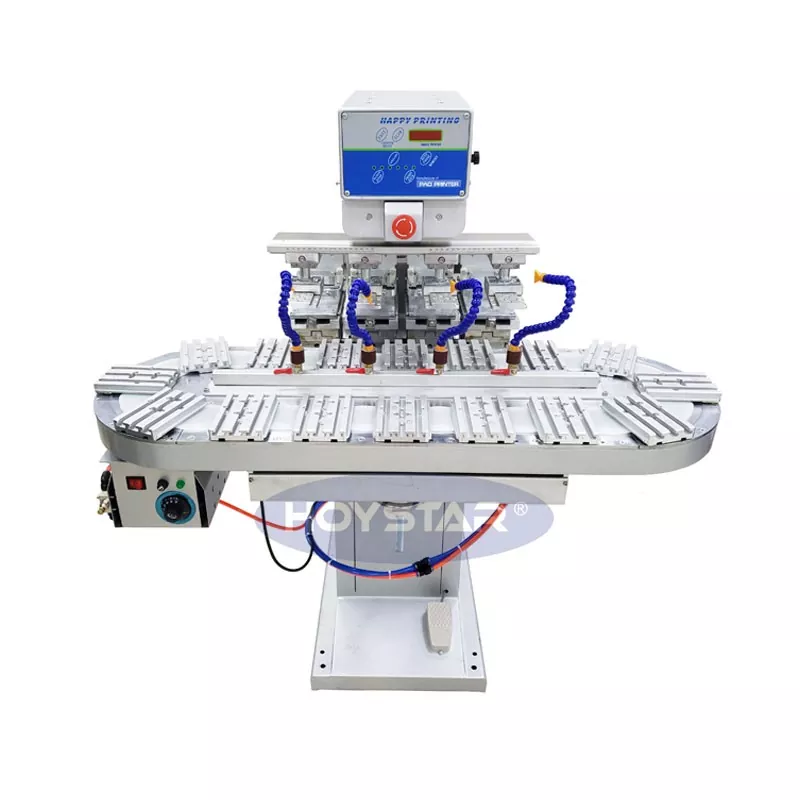 Четырехцветный тампонный принтер большого размера с конвейером